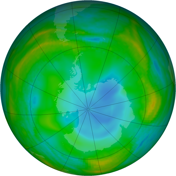 Antarctic ozone map for 12 July 1989